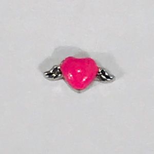 Origami Owl Heart with Angel Wings, Silver, Pink